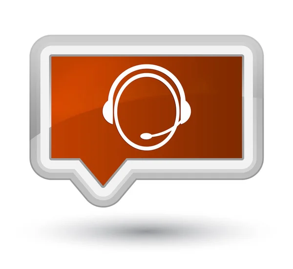 Ícone de serviço de atendimento ao cliente principal botão banner marrom — Fotografia de Stock