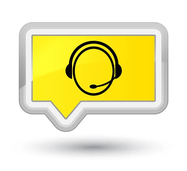 Ícone de serviço de atendimento ao cliente botão banner amarelo primo — Fotografia de Stock