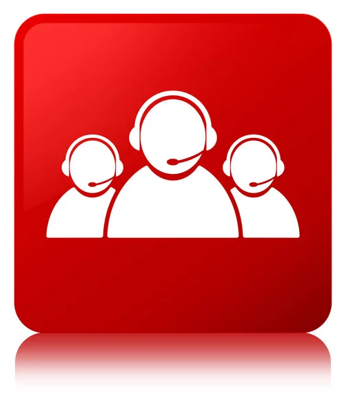 客户服务团队图标红色方形按钮 — 图库照片