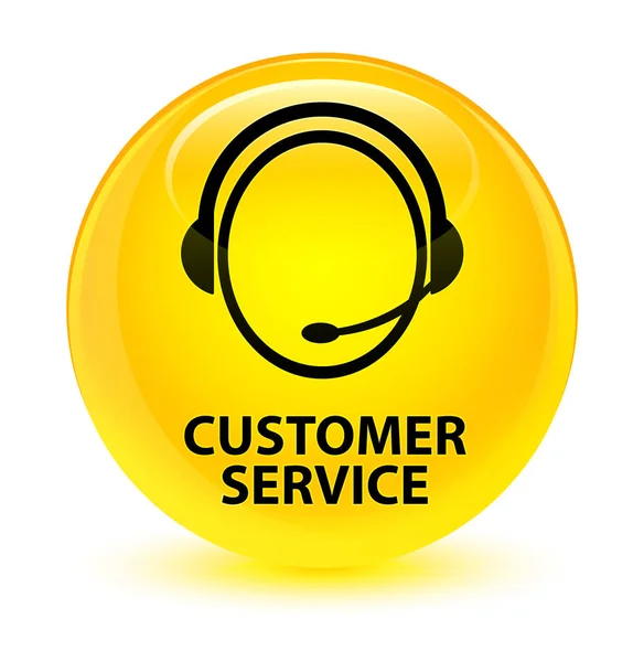 Servizio clienti (icona dell'assistenza clienti) pulsante rotondo giallo vetro — Foto Stock