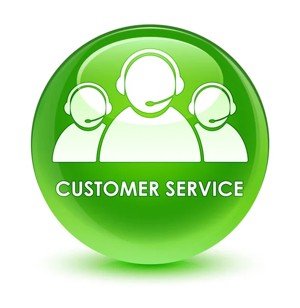Servicio al cliente (icono del equipo) botón redondo verde vidrioso — Foto de Stock