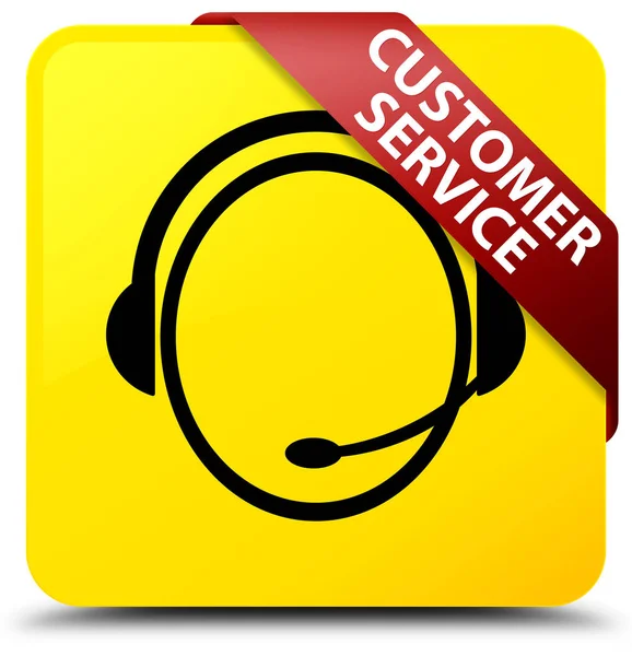 Zákazníkům služby (zákaznické péče ikonu) žluté čtvercové tlačítko červené r — Stock fotografie