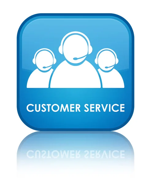 Πελάτης υπηρεσία (ομάδα εικονίδιο) ειδική κυανό μπλε τετράγωνο κουμπί — Φωτογραφία Αρχείου