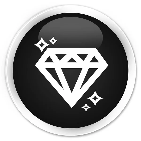 Diamant-Symbol Premium schwarzer runder Knopf — Stockfoto