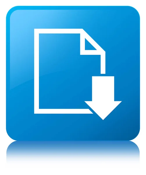 Mengunduh ikon dokumen cyan tombol persegi biru — Stok Foto