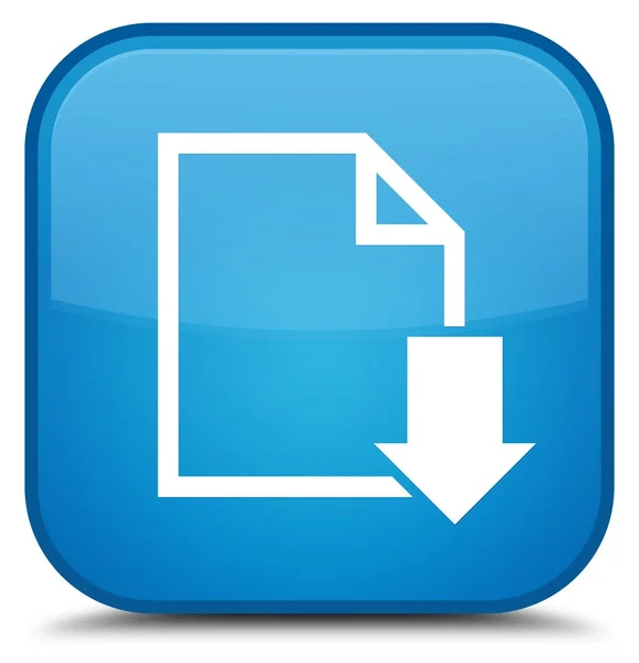 다운로드 문서 아이콘 특별 한 청록색 파란 사각형 버튼 — 스톡 사진
