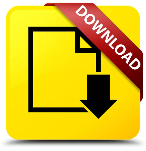 Download (document icon) yellow square button red ribbon in corn — Stock Photo, Image
