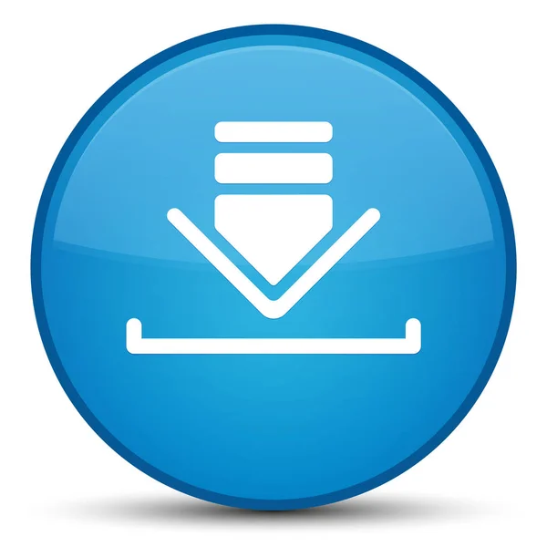 Runterladen icon special cyan blue round button — Stockfoto