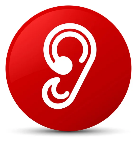 Ear icon red round button — Stock Photo, Image