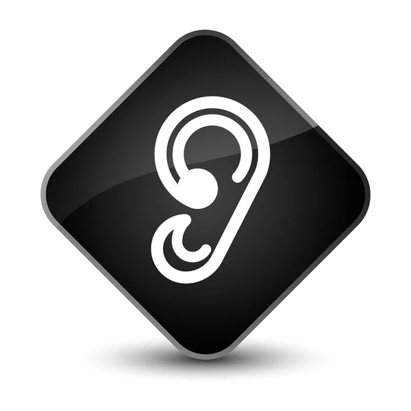 Elegante zwarte diamant knoop van het pictogram van oor — Stockfoto