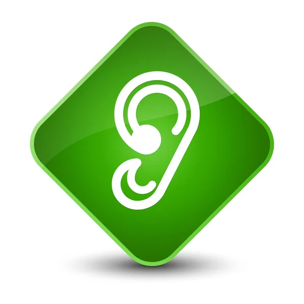 Oído icono elegante botón de diamante verde — Foto de Stock