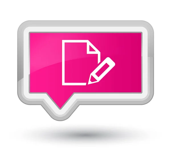 Editar ícone do documento botão de banner rosa primo — Fotografia de Stock
