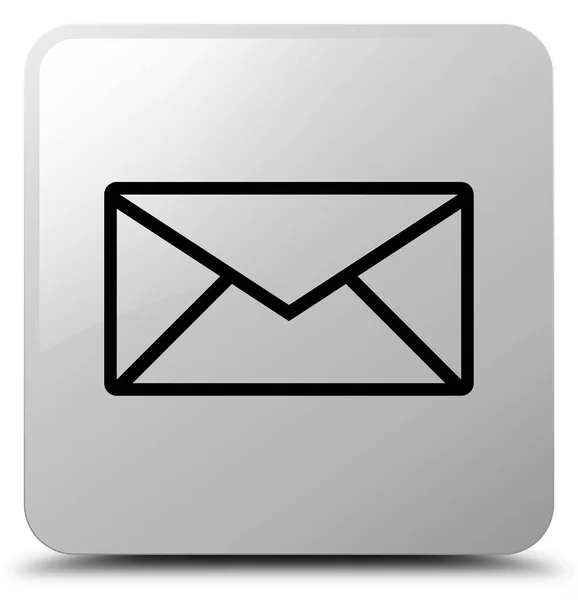 Ícone de e-mail botão quadrado branco — Fotografia de Stock