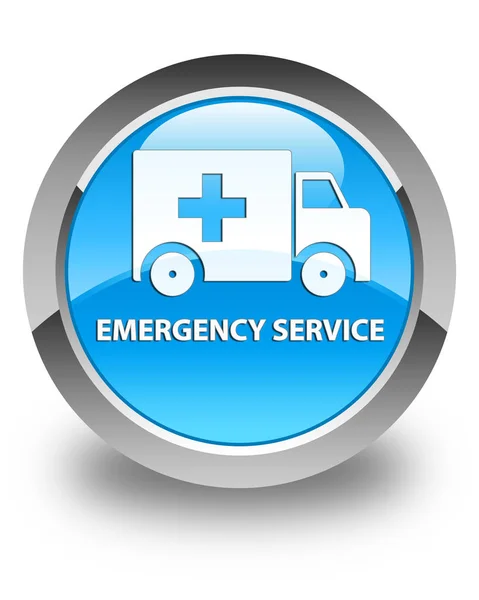 Servicio de emergencia brillante cyan botón redondo azul — Foto de Stock