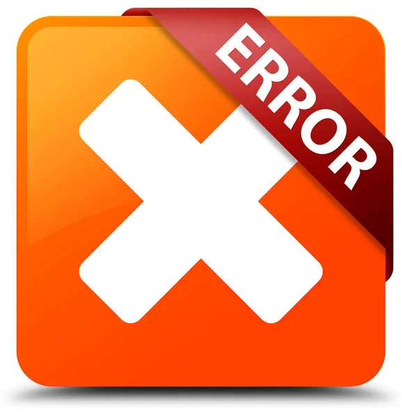 Error (cancelar icono) naranja botón cuadrado cinta roja en la esquina — Foto de Stock
