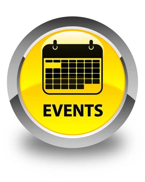 Eventos (ícone de calendário) botão redondo amarelo brilhante — Fotografia de Stock