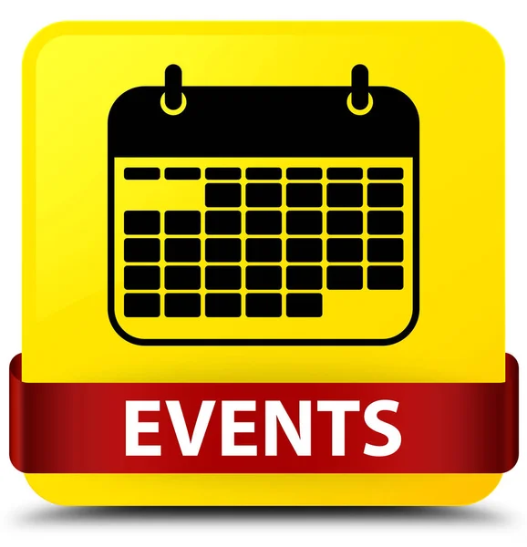 Ereignisse (Kalendersymbol) gelber quadratischer Knopf rotes Band in der Mitte — Stockfoto