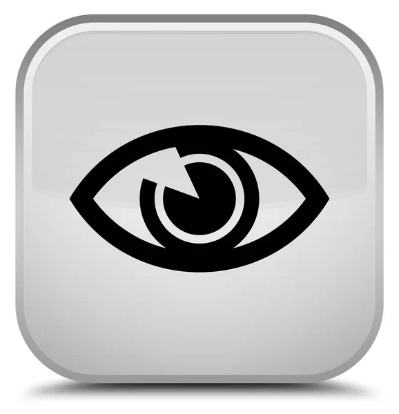 Auge Symbol spezielle weiße quadratische Taste — Stockfoto