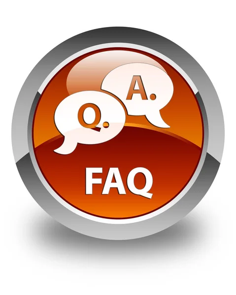 Faq (question answer bubble icon) glossy brown round button — Stock Photo, Image