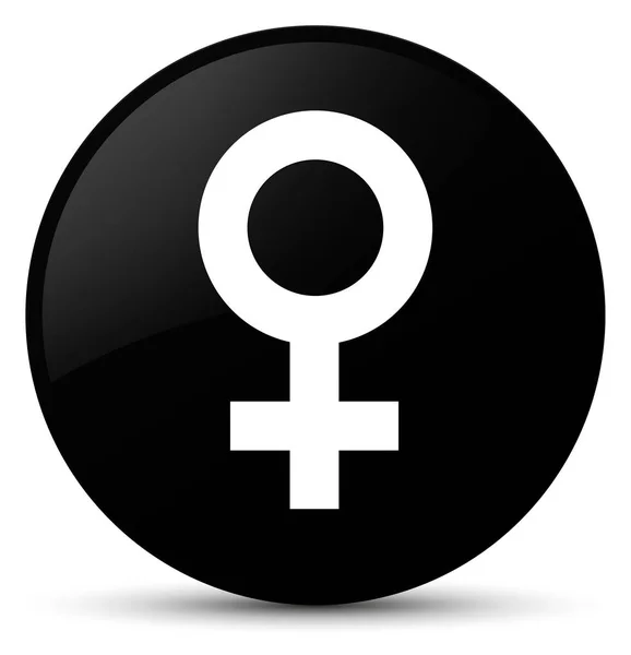 Icône signe féminin bouton rond noir — Photo