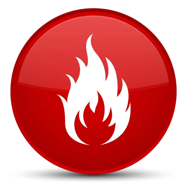 火アイコン特別な赤い丸ボタン — ストック写真