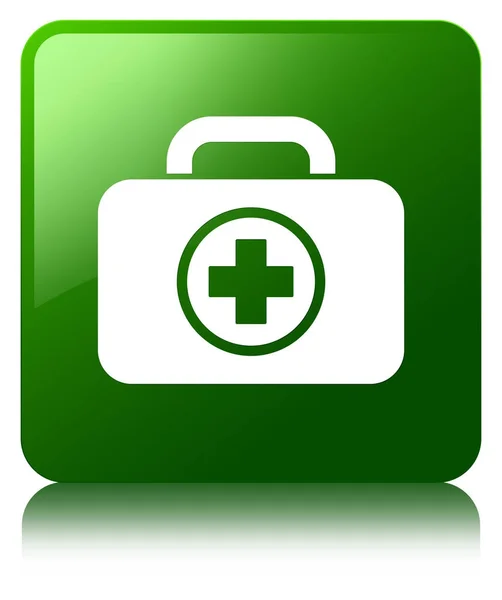 Піктограма набору першої допомоги зелена квадратна кнопка — стокове фото