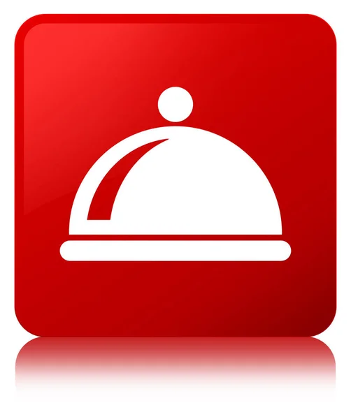 음식 요리 아이콘 빨간색 사각형 버튼 — 스톡 사진