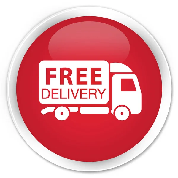 Free delivery truck icon premium red round button — Stock Photo, Image