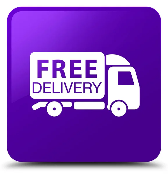 Consegna gratuita camion icona viola quadrato pulsante — Foto Stock