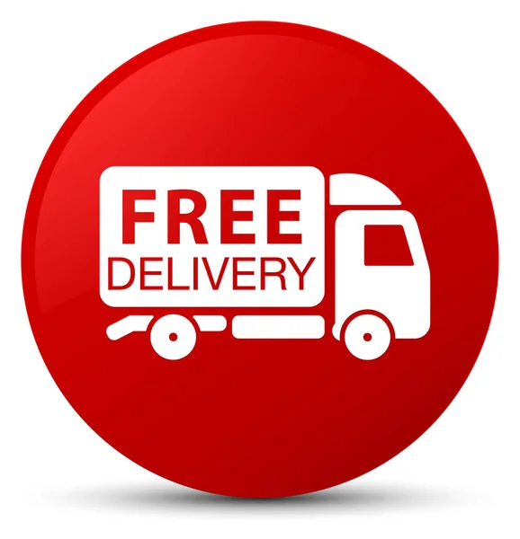 Free delivery truck icon red round button — Stock Photo, Image