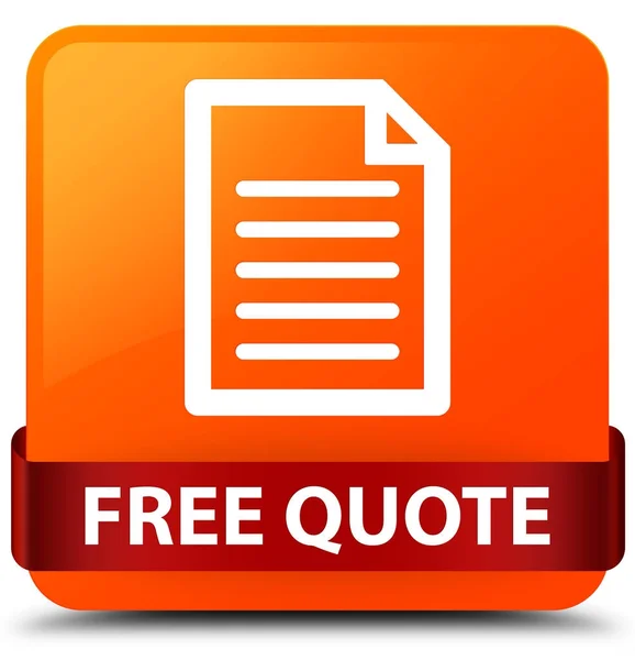 Free quote (page icon) orange square button red ribbon in middle