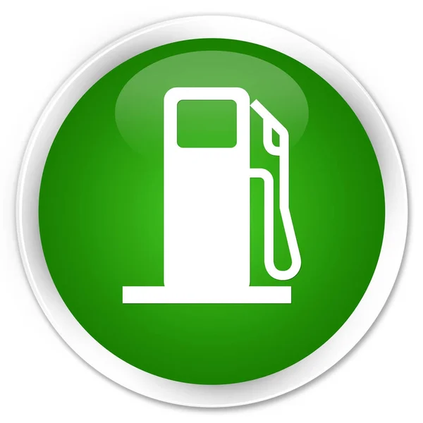Icône distributeur de carburant bouton rond vert premium — Photo