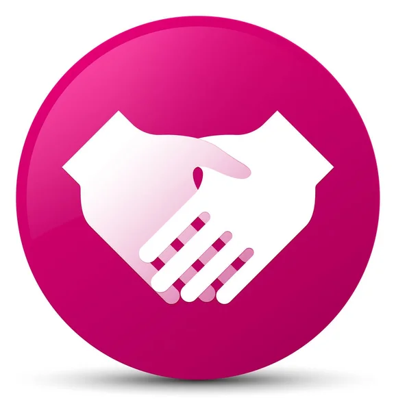 Handshake icon pink round button