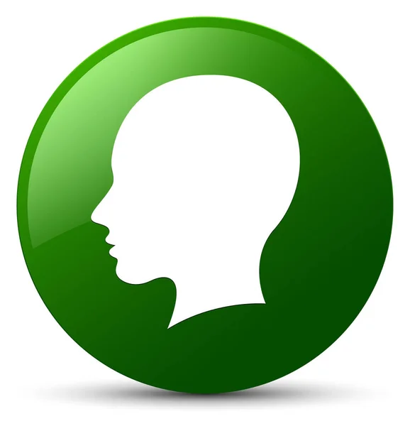 Głowa ikona kobiece twarzy zielony okrągły przycisk — Zdjęcie stockowe