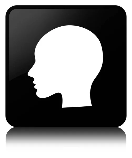 Head woman face icon black square button