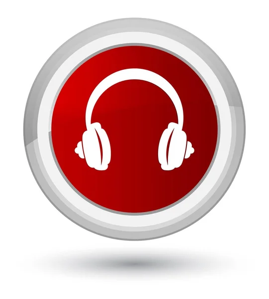 Sluchátka ikonu hlavní červené kulaté tlačítko — Stock fotografie