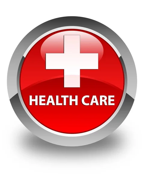 Hälso-och sjukvård (plustecken) glänsande röda runda knappen — Stockfoto