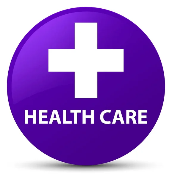 Cuidado de la salud (signo más) botón redondo púrpura —  Fotos de Stock
