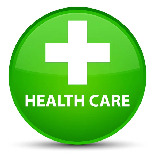 Cuidado de la salud (signo plus) botón redondo verde especial —  Fotos de Stock