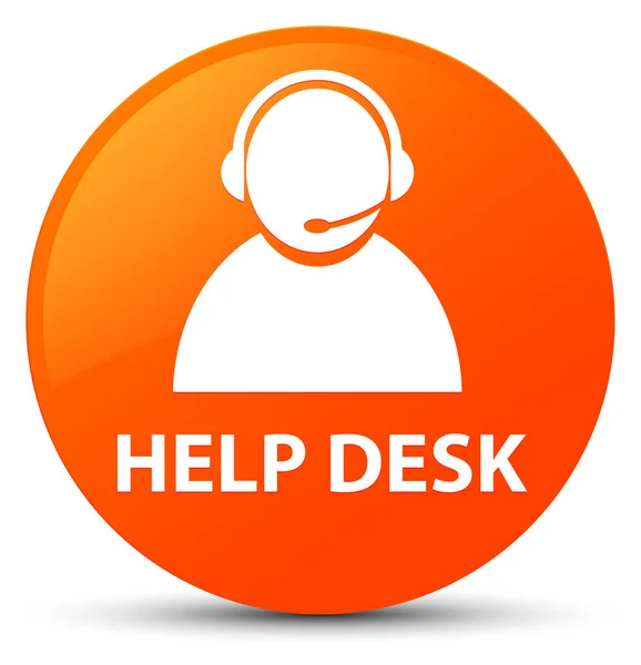 帮助台 (客户服务图标) 橙色圆形按钮 — 图库照片