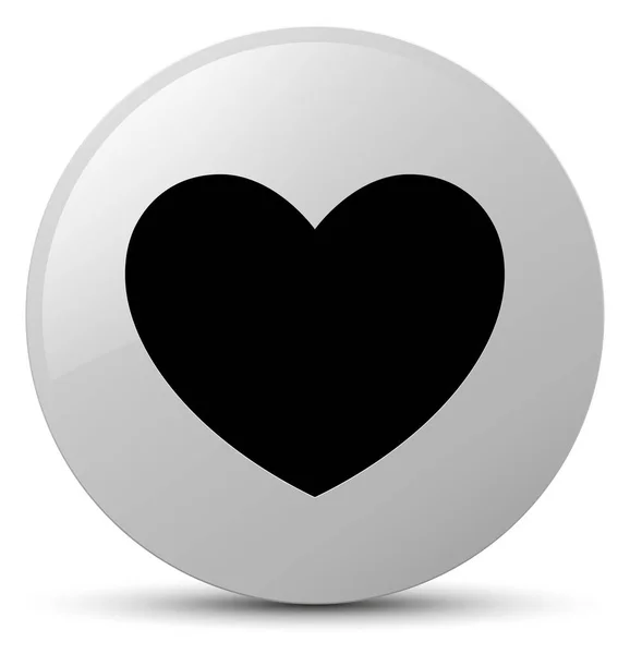 Biały ikona serca okrągły przycisk — Zdjęcie stockowe