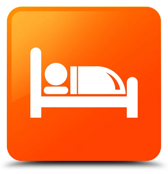 Hotelbett Symbol orange quadratische Taste — Stockfoto