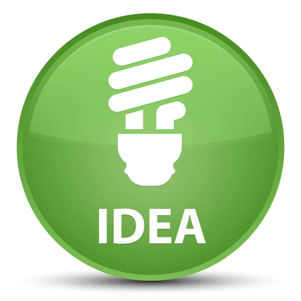 Idea (ikonu žárovky) speciální měkké zelené kulaté tlačítko — Stock fotografie