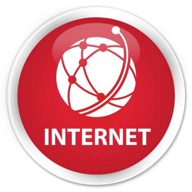 Internet (küresel ağ simgesini) sigorta primi kırmızı yuvarlak düğmesi