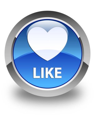 (Kalp simgesi gibi) parlak mavi yuvarlak düğmesi