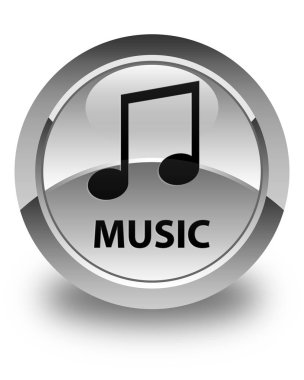 Müzik (tune simgesi) parlak beyaz yuvarlak düğmesi