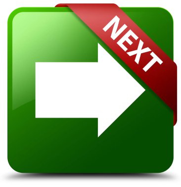 Sonraki yeşil kare düğme kırmızı kurdele köşesinde