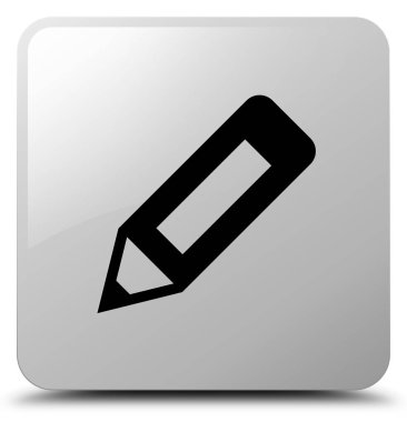 Kalem simgesi Beyaz kare düğme