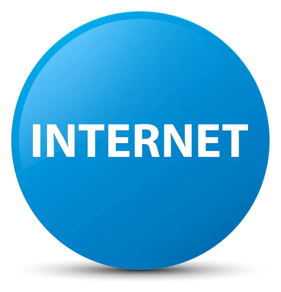 Internet cyaan blauw ronde knop — Stockfoto