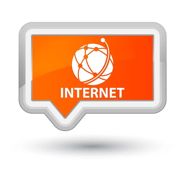 Internet (global network icon) prime orange banner button — Stock Photo, Image